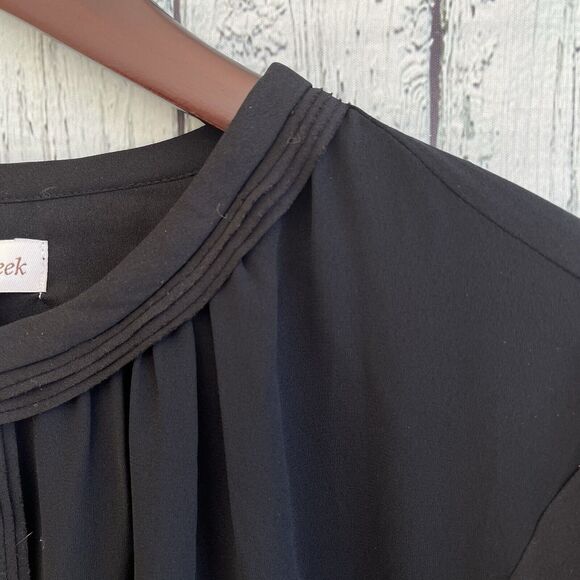 Coldwater Creek Charm Chiffon Blouse Size XL Black Keyhole Neck Minimalist NWT - Picture 5 of 13